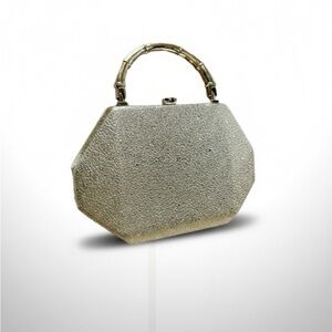 Silver Octagonsl Hard -Shell Evening Clutch